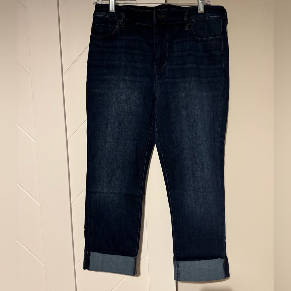 Liverpool Charlie Crop Skinny Jeans Rolled Cuff Dark Wash Petite 12/31 - Picture 4 of 7